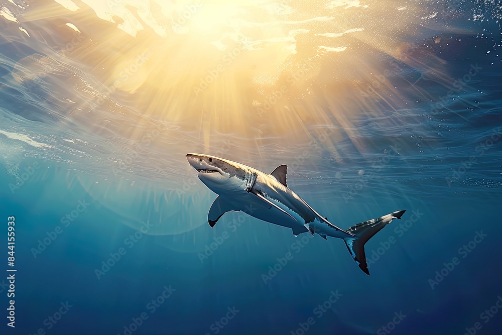 Fototapeta premium Great white shark swimming