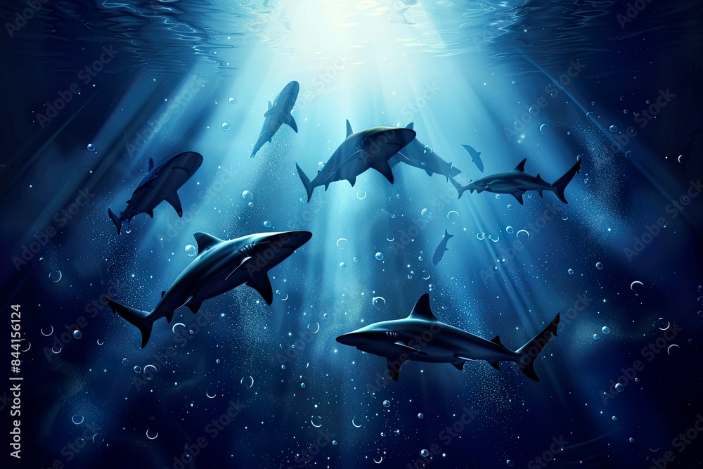 Fototapeta premium Great white shark swimming