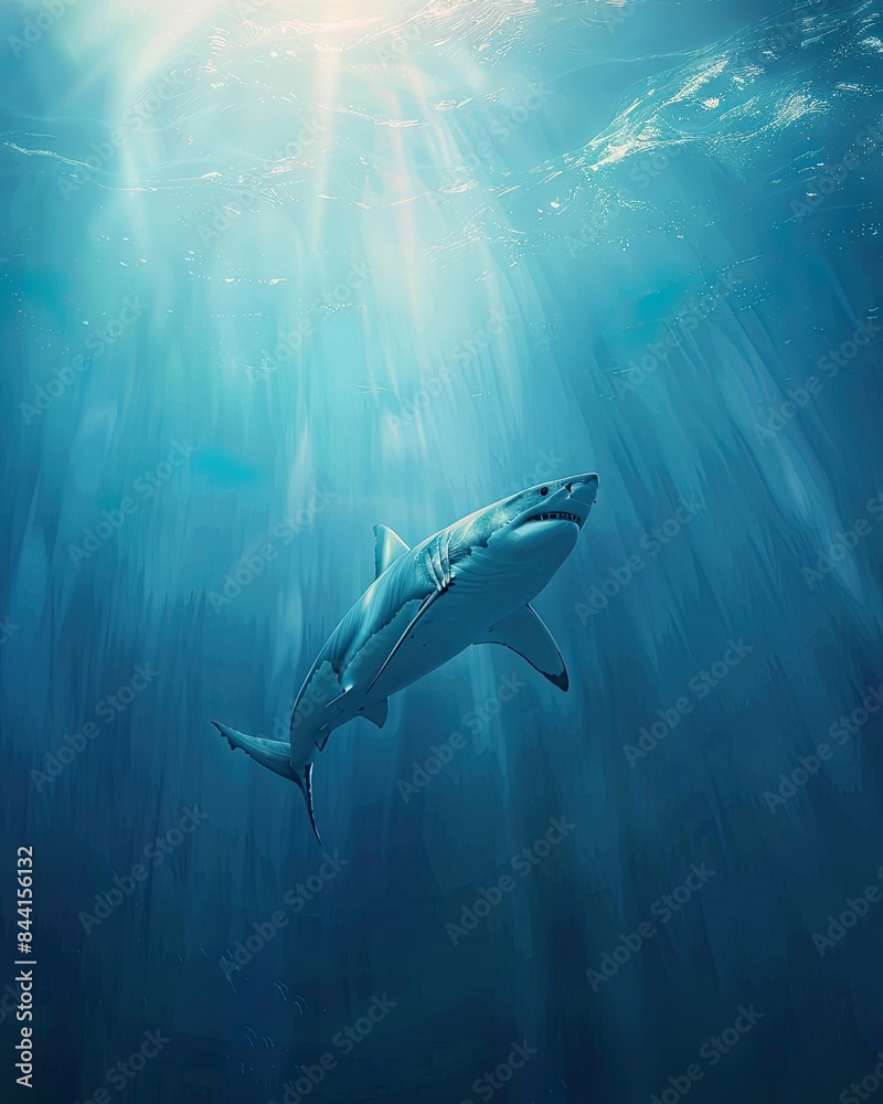 Obraz premium Great white shark swimming