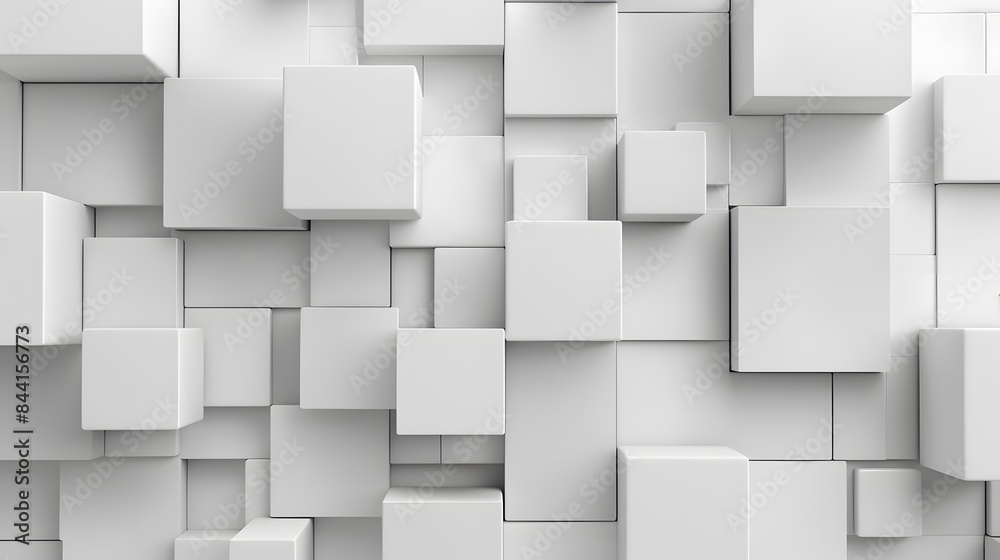 Random shifted white cube boxes block background wallpaper banner with copy space. Random shifted white cube boxes block background wallpaper banner with copy space.