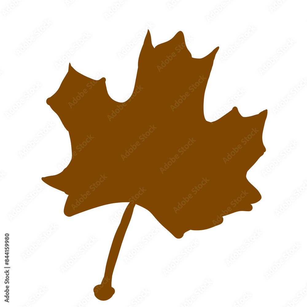 Naklejka premium Silhouette of a maple leaf falling from a tree, illustration