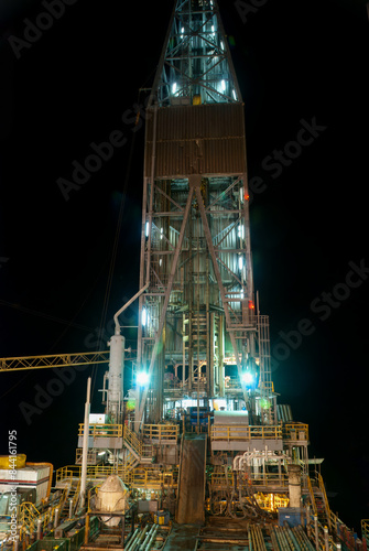 Drill floor night view in offshore drilling rig