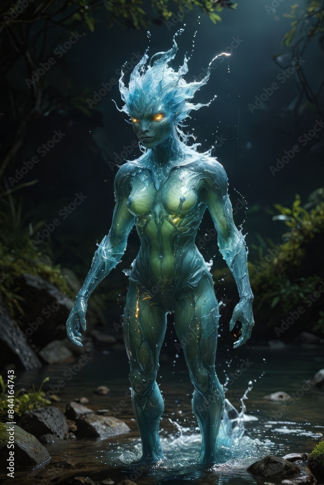 Fototapeta premium Water Nymph Emerging from a Stream.