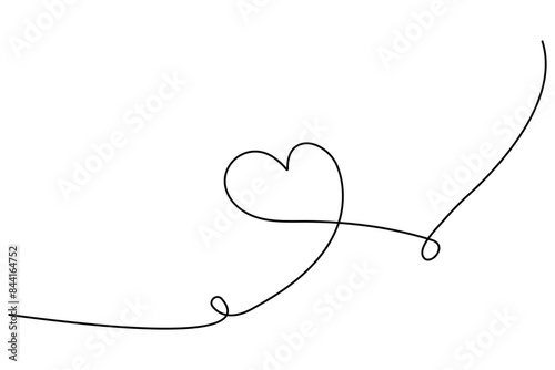 Vector illustration continuous one line art drawing of outline heart design 