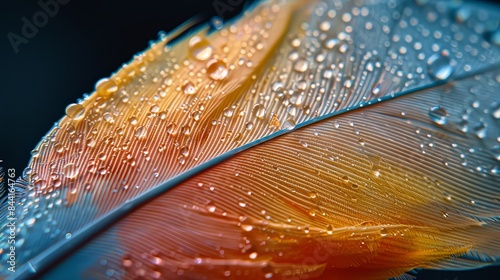 Bird feather barbules in the style of Nikon D850, macro photography, 32k UHD, National Geographic photo, high detailed, focus stacking