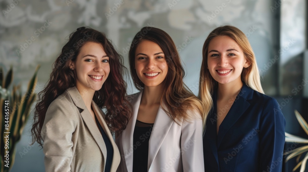 Portrait group of businesswomen smiling presentation Portrait group of businesswomen smiling presentation
