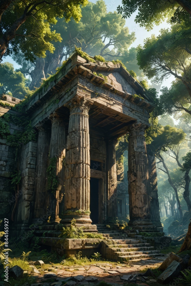 Fototapeta premium Ancient Ruins Overgrown by Jungle.