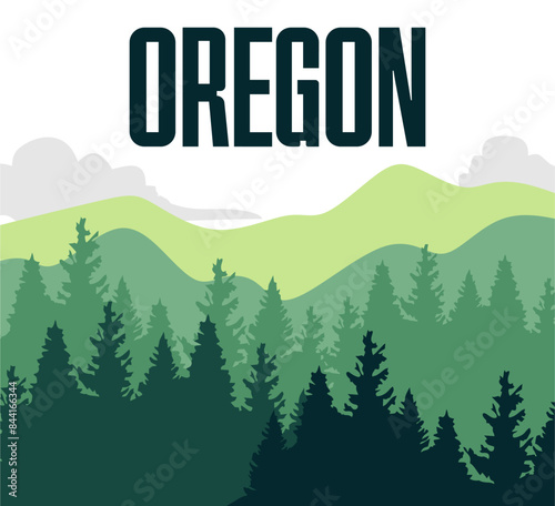 oregon state with beautiful forest and sky background
