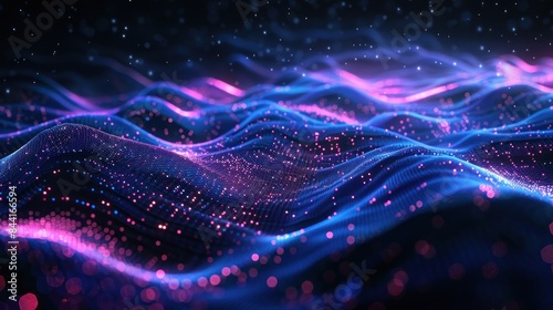 Abstract Blue and Pink Digital Waves