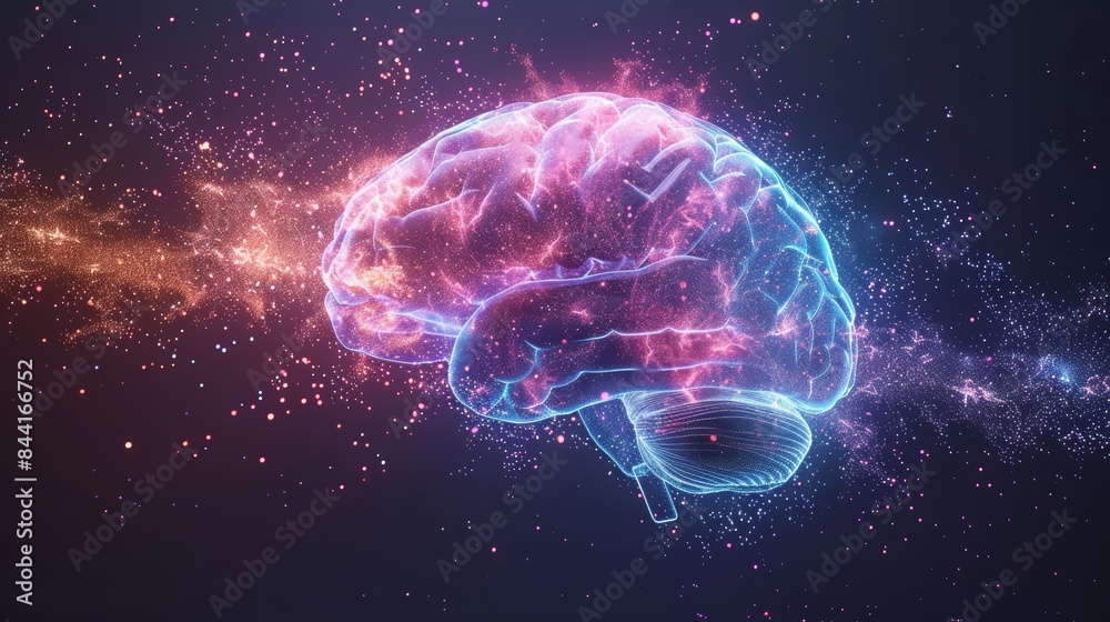 Futuristic digital brain with glowing neural connections, representing AI technology, innovation, and scientific advancement in a cosmic backdrop. Futuristic digital brain with glowing neural connections, representing AI technology, innovation, and scientific advancement in a cosmic backdrop.