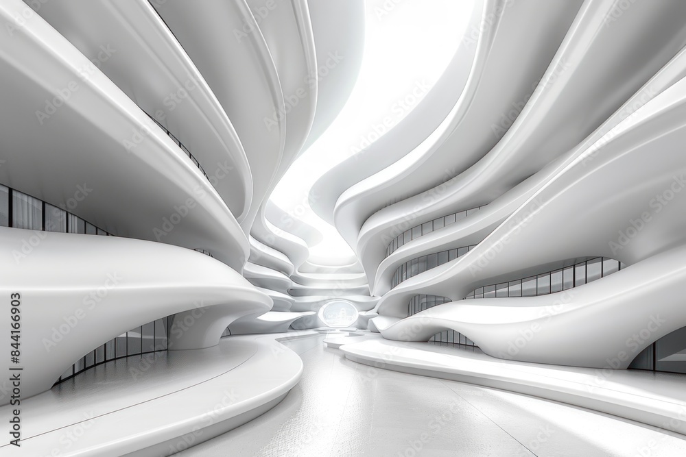 Abstract White Architecture with a Circular Skylight Abstract White Architecture with a Circular Skylight