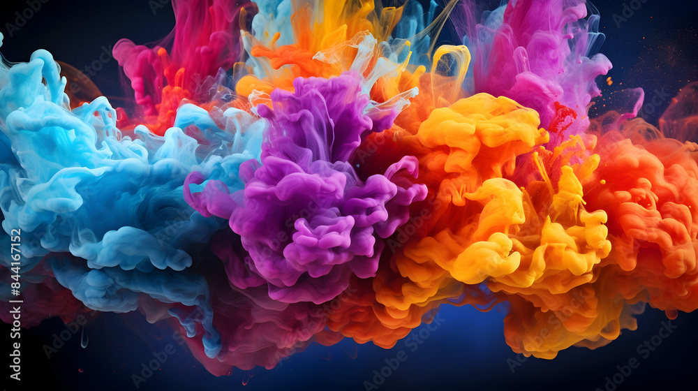 Abstract color explosion vibrant gels creating a mesmerizing visual symphony.