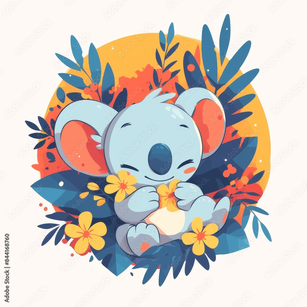 Cute Koala Bear Holding Flowers Cute Koala Bear Holding Flowers