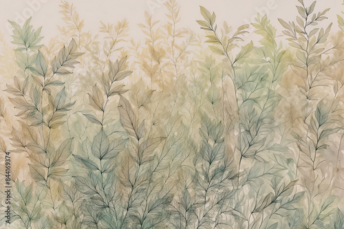 Wallpaper Mural Wheat Field with Bamboo and Leaf Pattern Torontodigital.ca