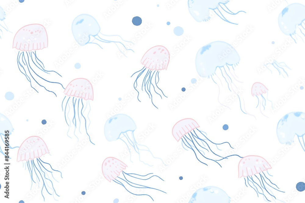 Cute jellyfish seamless pattern Cute jellyfish seamless pattern