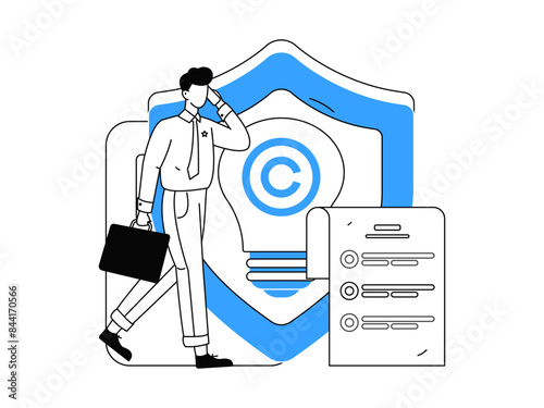 Protect intellectual property flat vector concept operation hand drawn illustration
