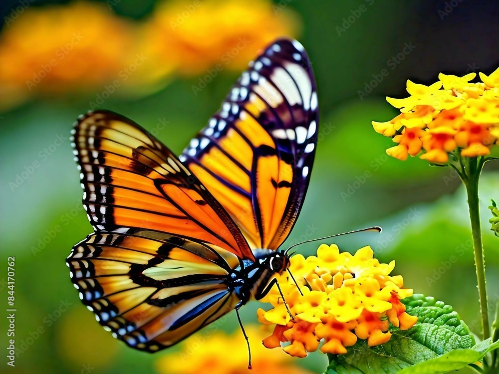 Obraz premium Butterfly Stock Photo, Butterfly, Beauty In Nature, Flower, Butterflies, Generated By Ai.