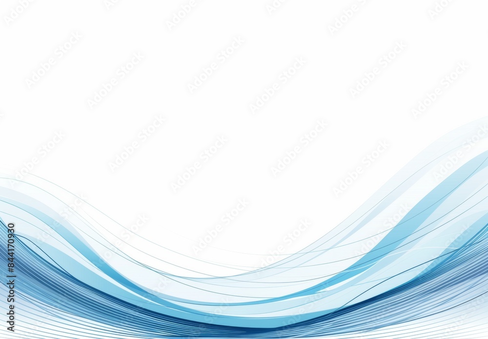 Minimalistic Vector Banner Design with Blue Wavy Lines on White Background,  Flat Design with Simple Graphic Elements and Light Blue Color Scheme.