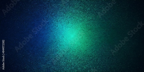 Grainy gradient background Dark green blue abstract glowing color wave black backdrop, noise texture banner poster header design