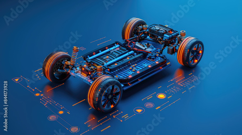 High-Performance Electric Sport Car Chassis and Battery Packs: Futuristic EV Factory Production and Prototype Showcase