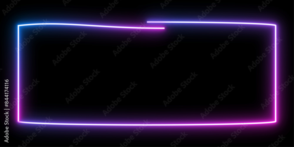 neon rectangle vector with bright light blue and violet color isolated on black background neon rectangle vector with bright light blue and violet color isolated on black background