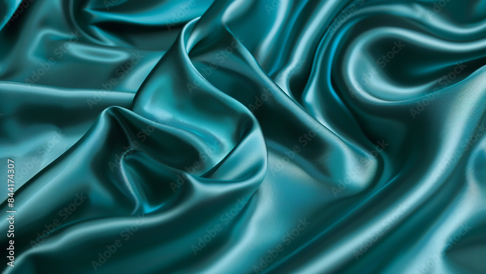 Obraz premium Shimmering Turquoise Silk Fabric with Luxurious Texture and Shine