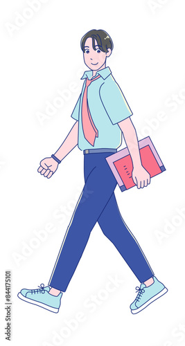 制服を着たアニメ風の男子学生