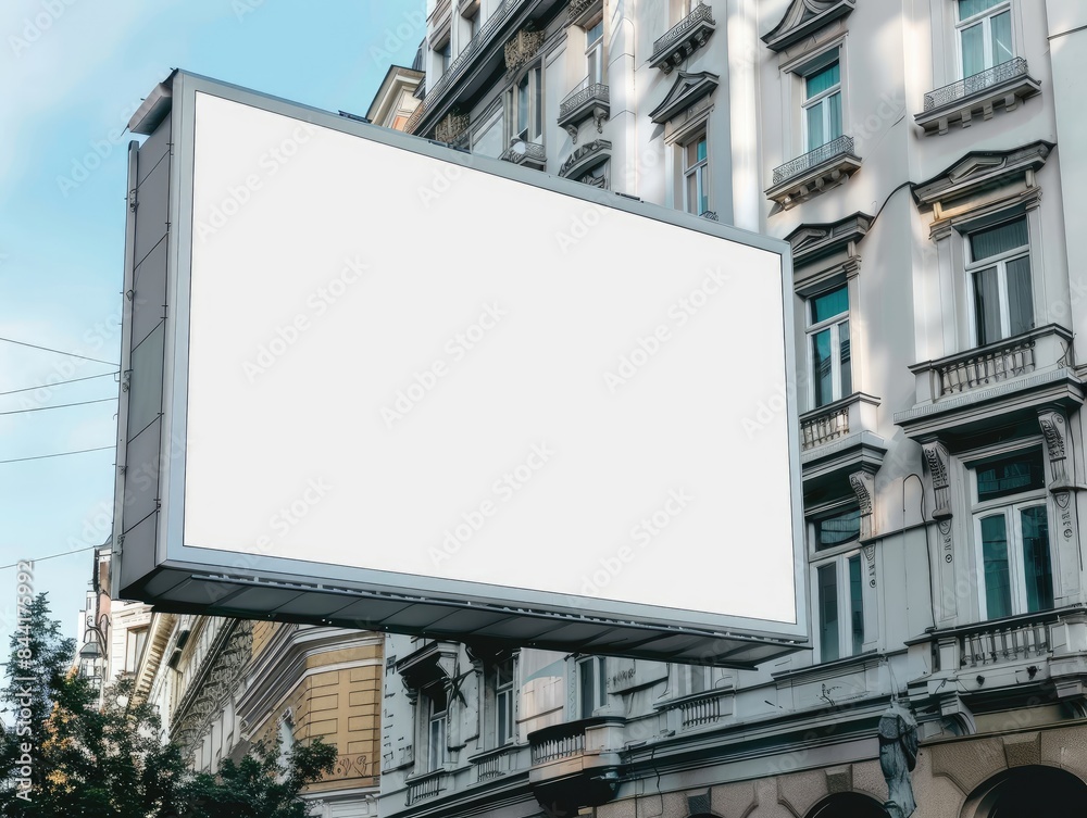 Blank Billboard Mockup in Urban Setting. Blank Billboard Mockup in Urban Setting.