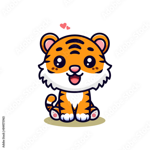 vector cute tiger mascot in simple cartoon style