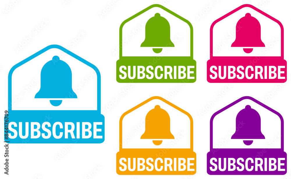 Fototapeta premium set collection colorful trendy subscribe sign icon. subscribe notification labels template design vector illustration