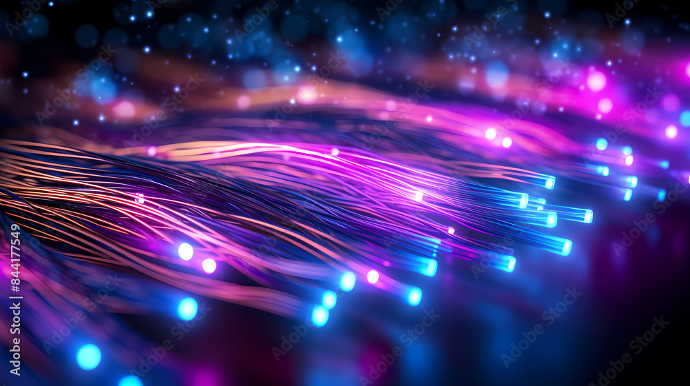 Fototapeta premium Glowing fiber optic cable