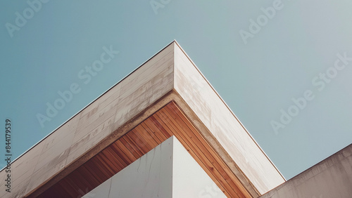 Close-Up View of Modern Concrete Building Corner with Minimalist Architecture and Clean Lines
