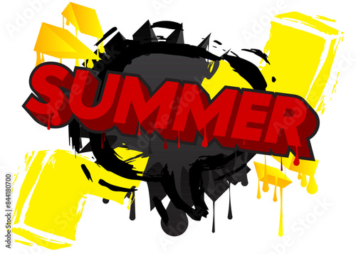 Summer Graffiti tag. Abstract modern street art decoration performed in urban painting style.