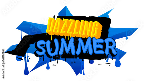 Summer Graffiti tag. Abstract modern street art decoration performed in urban painting style.