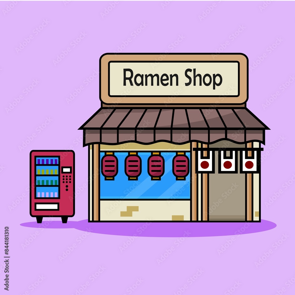 illustration of a simple Japanese ramen restaurant illustration of a simple Japanese ramen restaurant