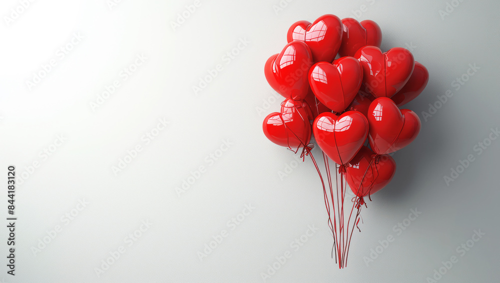Red Balloons in the Shape of a Heart Against a White Wall extreme closeup. Generative AI Red Balloons in the Shape of a Heart Against a White Wall extreme closeup. Generative AI