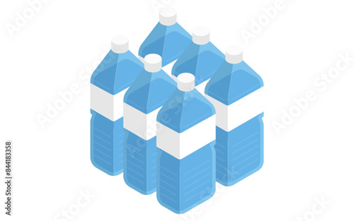 Eemergency kit of mineral water, simple isometric illustration