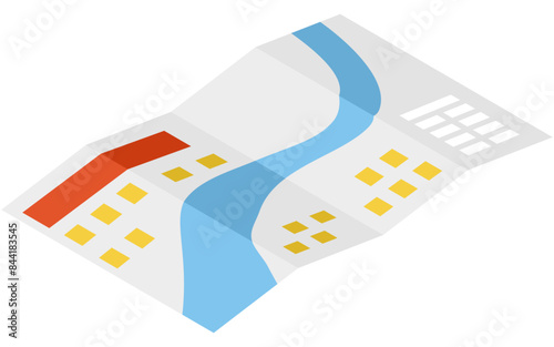 Eemergency kit of hazard map, simple isometric illustration