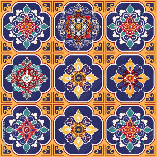 wallpaper, tiles or carpet in a seamless pattern.