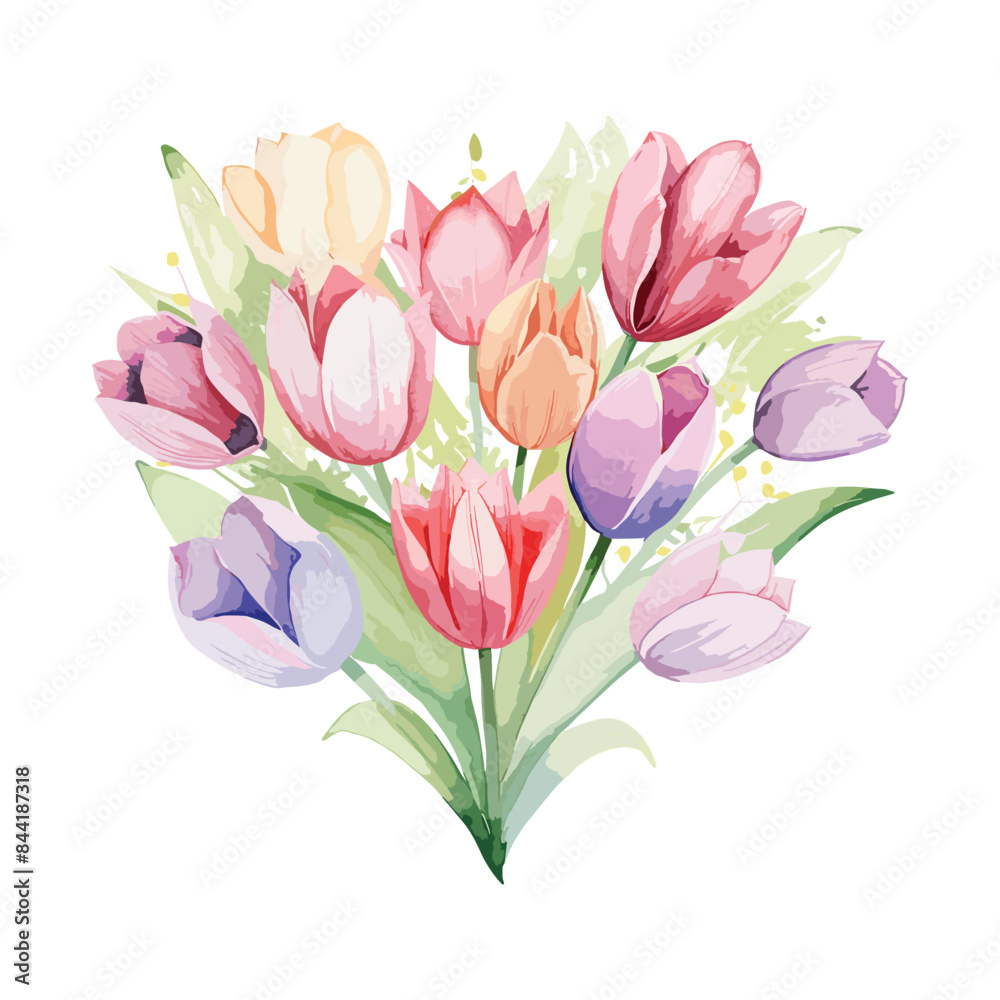 Fototapeta premium Heart shape flroal vector, watercolor floral love shape. Watercolor love shape floral butterfly vector, heart shape butterfly with floral design 