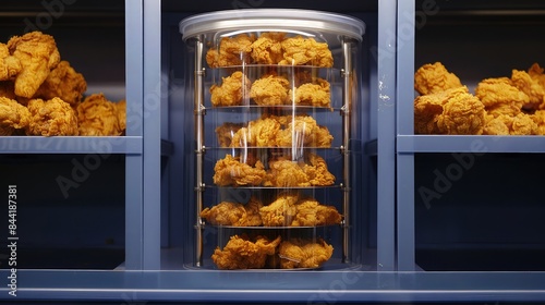 delicious crispy chicken fast food fried chicken pakoras in glassy pendulum  photo