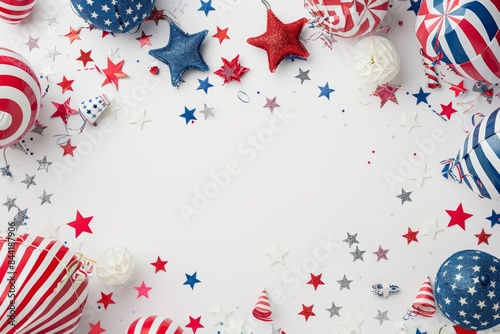 White background with American flag and subtle decorations for Patriot Day.
