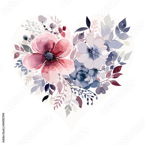 Heart shape flroal vector, watercolor floral love shape.
Watercolor love shape floral butterfly vector, heart shape butterfly with floral design
 photo