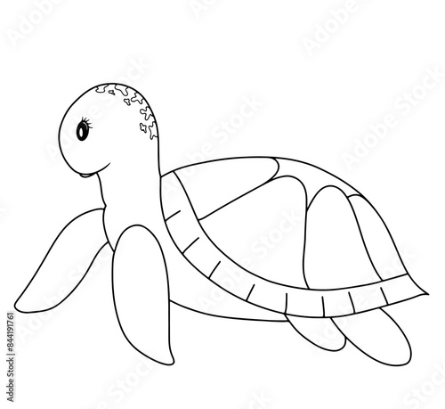 Continuous line drawing of Sea turtle icon. Draw design reptile vector graphic illustration
