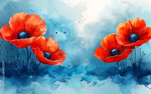 red poppy flower background