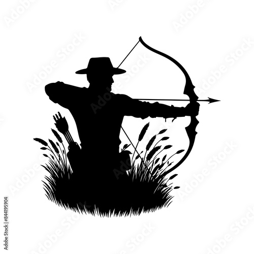 Archer silhouettes vector illustration, picture of a male archer silhouette.