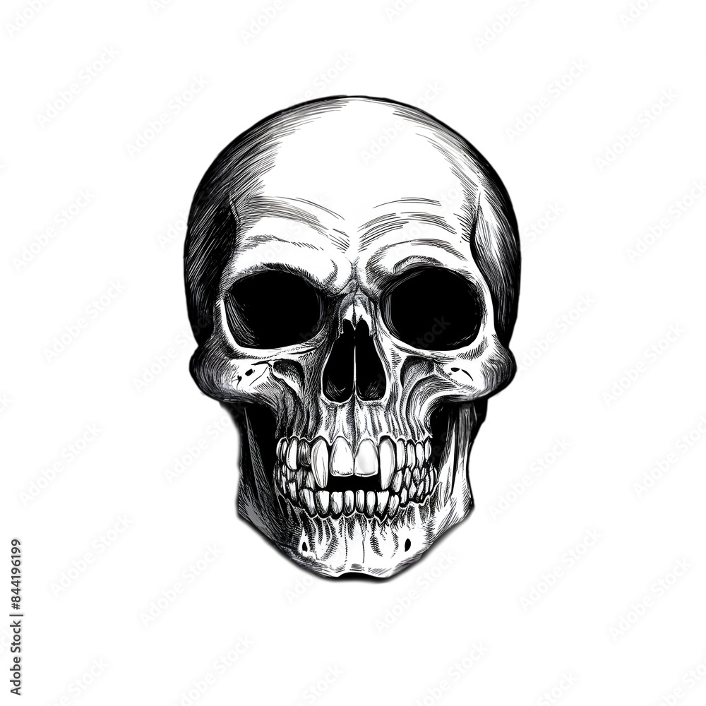 Obraz premium Transparent Background Human Skull Drawing
