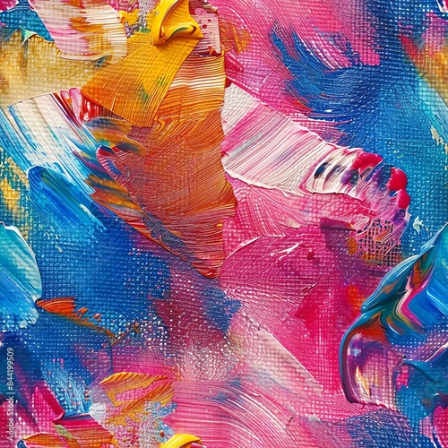 Close-up of a colorful abstract painting, the intricate layers and vivid colors drawing the viewer into a deeper interpretation, suitable for art therapy and emotional expression