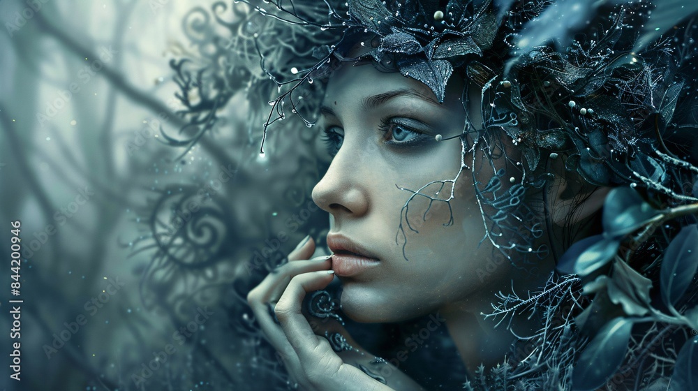 The allure of imagination depicted in the form of a captivating, pensive lady, Generative AI The allure of imagination depicted in the form of a captivating, pensive lady, Generative AI