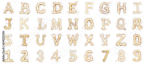 Sparklers letter transparent isolated set in 3d png using for decoration.